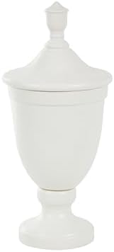 Deco 79 White Ceramic Fluted Urn Decorative Jar with Lid