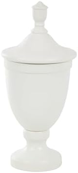Deco 79 White Ceramic Fluted Urn Decorative Jar with Lid