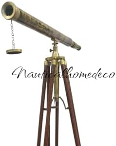 Nautical Home Decor Handmade Vintage Brass Telescope with Wooden Tripod Stand