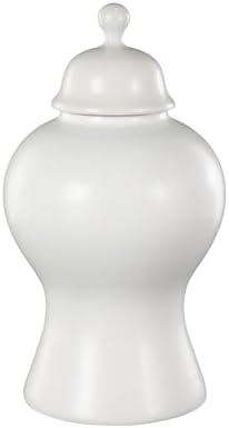 Deco 79 White Ceramic Decorative Jar with Lid and Ball Knob