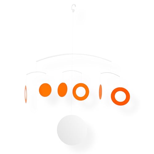 Minimalist Hanging Mobile with 3 Solid Circles and 3 Ring-Shaped Circles