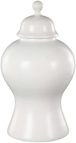 Deco 79 White Ceramic Decorative Jar with Lid and Ball Knob