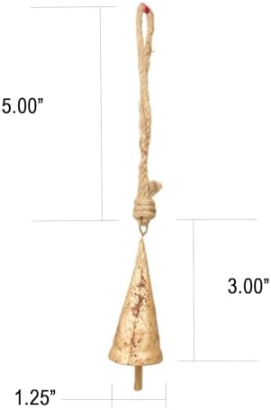 Christmas Bells Set of 6 Rustic Cow Bells with Jute Rope