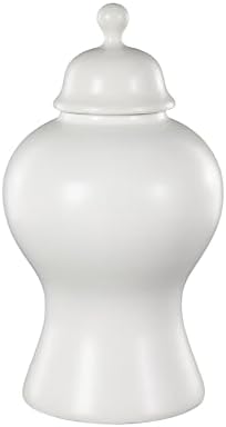 Deco 79 White Ceramic Decorative Jar with Lid and Ball Knob