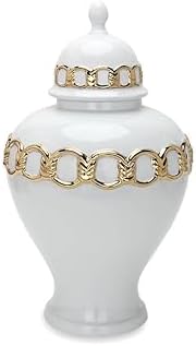 Noori Home 100 Modern Glam Artisan Ceramic Ginger Jar Urns with Lid