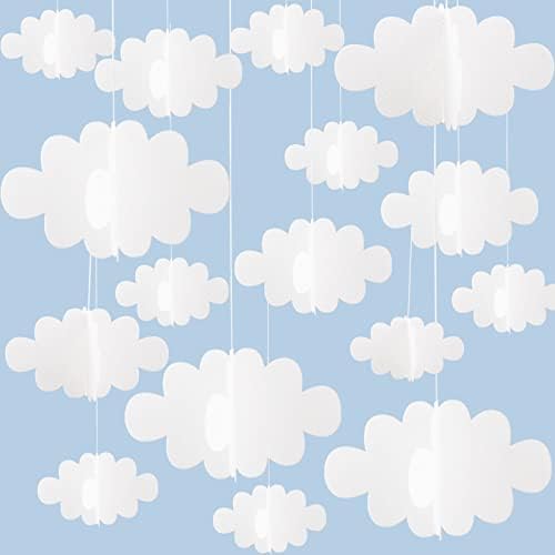 16 Pcs 3D Hanging Cloud Decorations for Ceiling and Wall