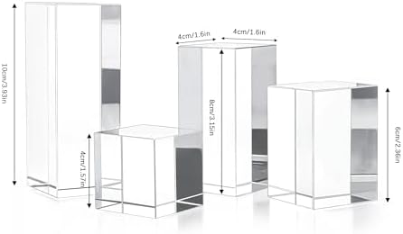 ZEERSHEE 4pcs Clear Glass Display Blocks for Collectibles Art Crafts