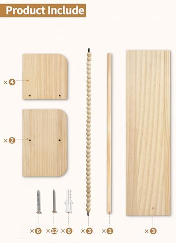 Maxpeuvon Set of 3 Floating Wall Bookshelves Natural Wood