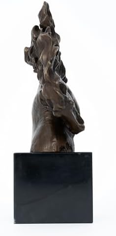 Bronze Horse Head Sculpture with Marble Base