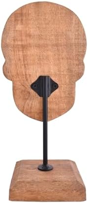 Handcrafted Wooden Skull Decor - 13 Inch Gothic Art Sculpture