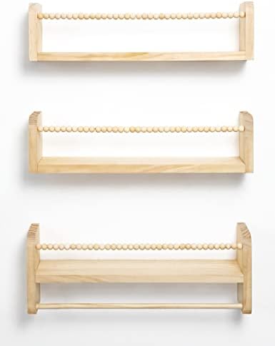 Maxpeuvon Set of 3 Floating Wall Bookshelves Natural Wood
