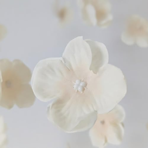 Modern Beige Butterfly Mobile 32 Inch Whimsical Flower Hanging Decor for Home