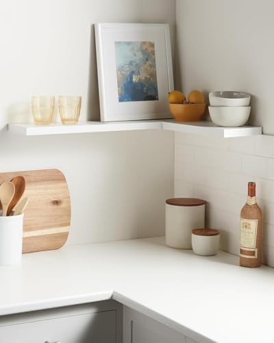 BAYKA Floating Shelves Set of 2 Rustic White Wood Wall Shelves for Home Use