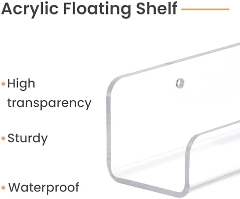 Upsimples 6 Pack Clear Acrylic Shelves Wall Mount