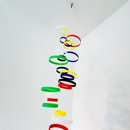 Colorful Whirlwind Hanging Mobile with 36 Vibrant Rings