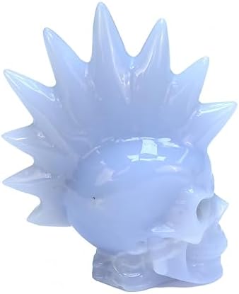 Natural Blue Chalcedony Crystal Skull Head Sculpture