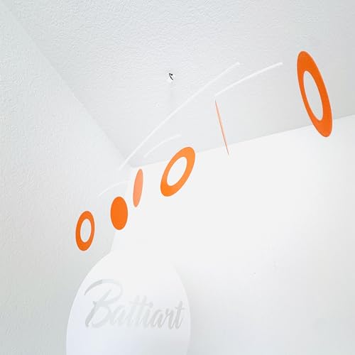 Minimalist Hanging Mobile with 3 Solid Circles and 3 Ring-Shaped Circles