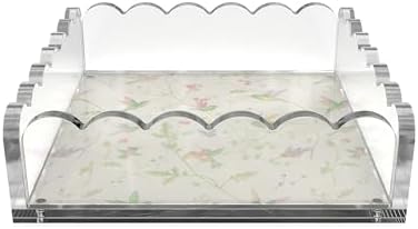 8 x 8 Scalloped Acrylic Tray with Magnetic Mat - Clear Photo Display Jewelry Organizer