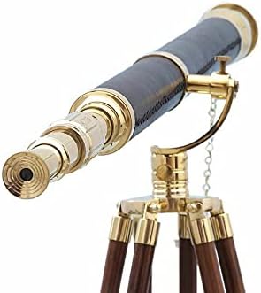 Antique Solid Brass Single Barrel Nautical Telescope with Tripod Stand Floor Decorative Gift Replica 1