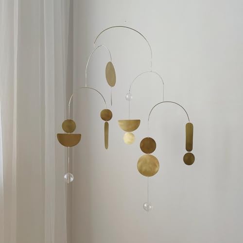 Vintage Brass Wall Mobiles Blue Mid-Century Modern Style