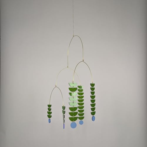 Brass and Cobalt Blue Leaves Mobile - 17W x 20H x 17D