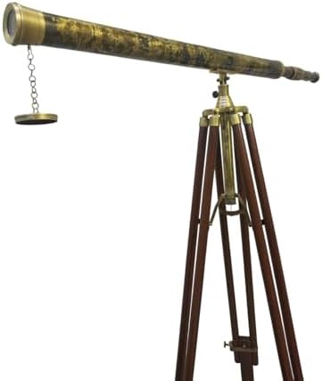 Nautical Home Decor Handmade Vintage Brass Telescope with Wooden Tripod Stand