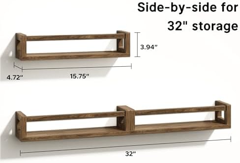 TidyCorner Thick Floating Shelves Walnut Brown