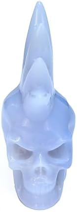 Natural Blue Chalcedony Crystal Skull Head Sculpture