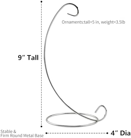 Abom 3 Pack 9in Ornament Display Stand with Silver Iron Hanging Hook for Home Decor and Party Use