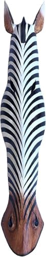 OMA African Zebra Wall Hanging Decor 40 Inch Wood Carved Mask
