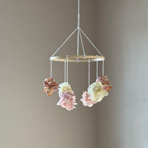Cute Round Floral Wooden Mobile for Home Decor