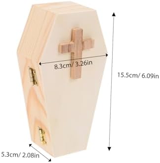 Amosfun Small Wooden Coffin Jewelry Organizer with Unique Lid