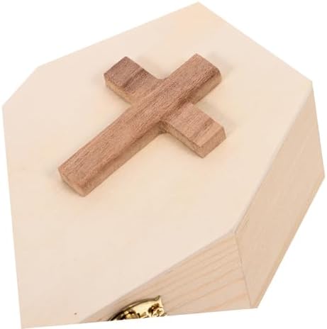 Amosfun Small Wooden Coffin Jewelry Organizer with Unique Lid