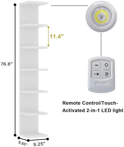 7 Tier Floating Wall Shelf with LED Light
