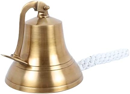 Antique Brass Wall Mounted Nautical Bell - 6 Inch Hanging Bell for Ships and Christmas Decor
