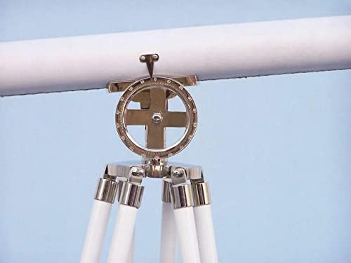 64 Inches Floor Standing Chrome Astro Telescope with White Leather Accents