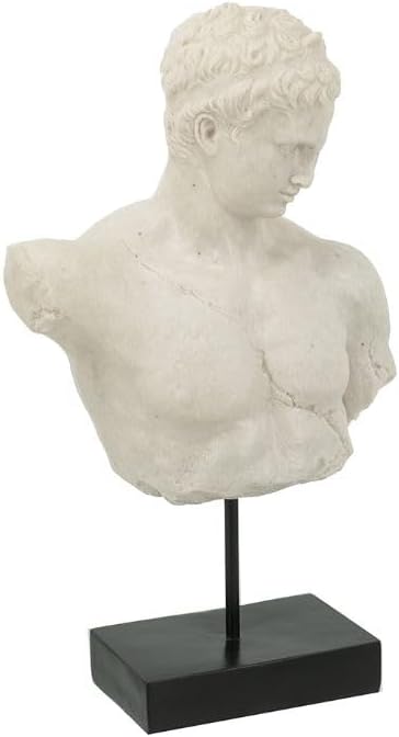 Resin Classical Male Bust Statue 215 Inch Antique White Finish Sculpture