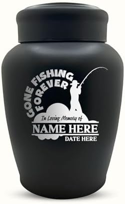 Personalized Cremation Urn with Funny Fishing Design and Name