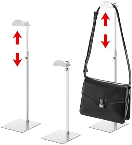 Hacaroa 3 Pack Purse Display Stand Adjustable Height Stainless Steel Holder for Bags and Jewelry
