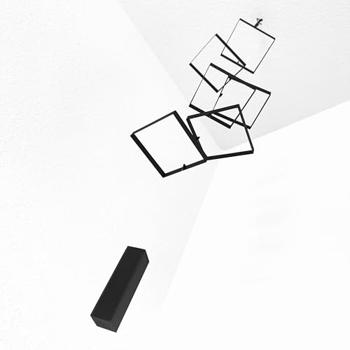 Elegant Minimalist Hanging Mobile with 6 Black Squares