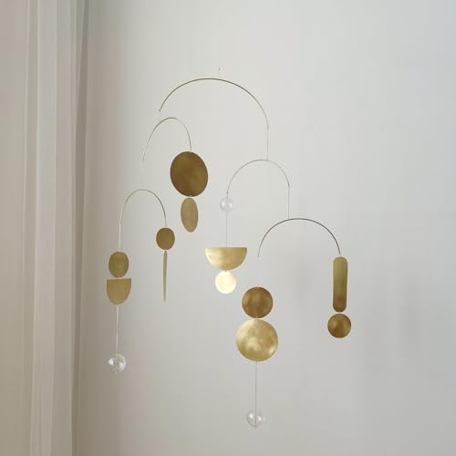 Vintage Brass Wall Mobiles Blue Mid-Century Modern Style