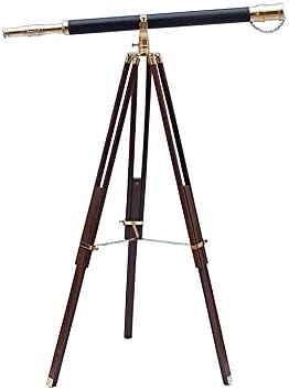 Antique Solid Brass Single Barrel Nautical Telescope with Tripod Stand Floor Decorative Gift Replica 1