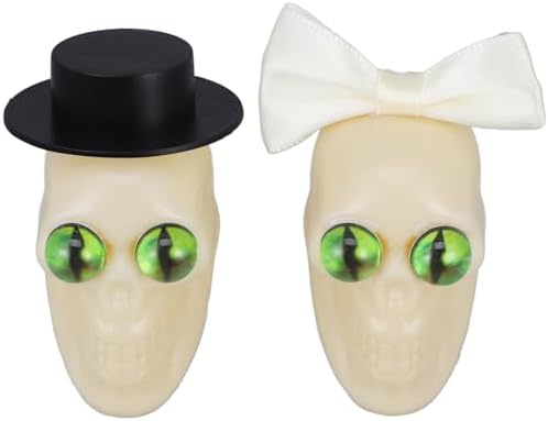 LUOZZY Halloween Bride Groom Skull Figurine Green