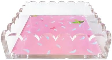 8 x 8 Scalloped Acrylic Tray with Magnetic Mat - Clear Photo Display Jewelry Organizer