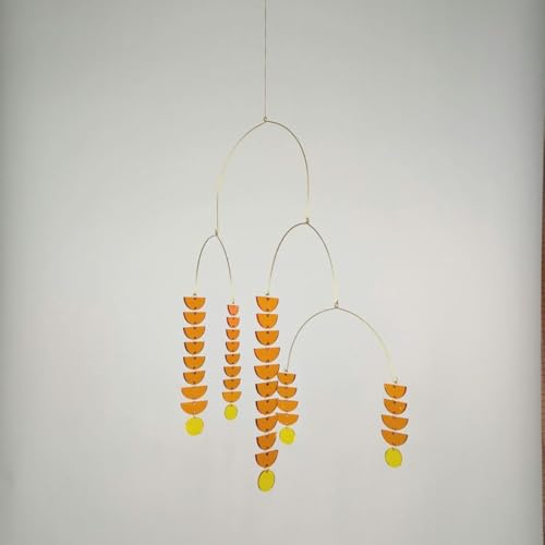 Brass and Cobalt Blue Leaves Mobile - 17W x 20H x 17D
