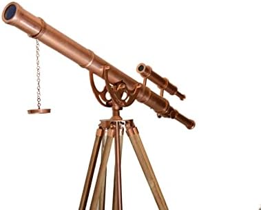 Vintage Handmade Brass Telescope with Wooden Tripod