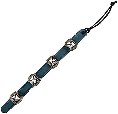RRD Hanging Sleigh Bells for Door - Silver Christmas Bell with Green Leather Strap