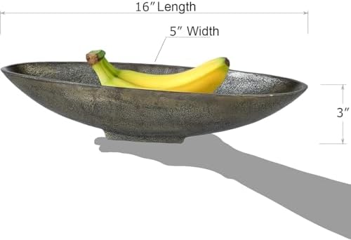 Red Co 16 Inch Long Oval Decorative Aluminum Centerpiece Bowl in Silver