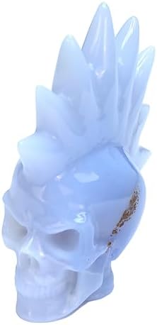 Natural Blue Chalcedony Crystal Skull Head Sculpture