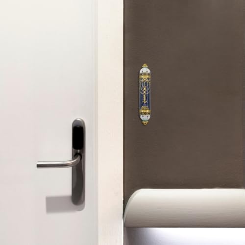 MrMrKura Blue Mezuzah with Scroll for Door Frame